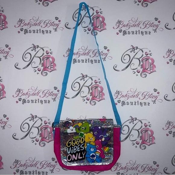 Care Bears Handbags - Carebear bag purse holographic sparkly cute handbag cross body silver pink blue
